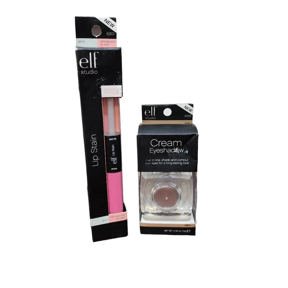 NEW - Elf Birthday Suit Pink Lip Stain and Gloss - Dawn Cream Eyeshadow - NEW